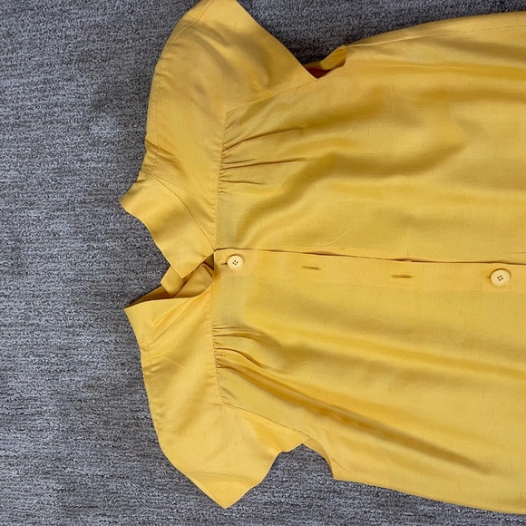 Vintage Levante 100% Silk Tulip Sleeve Dress – Yellow,‎ Size 12 - Picture 6 of 15